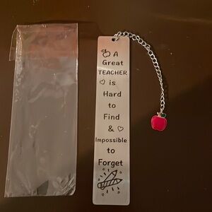 Metal bookmark with a apple on chain
